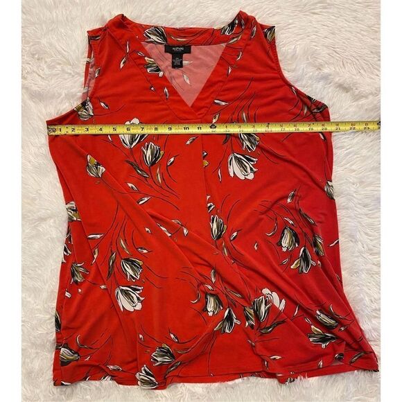 Alfani SZ 0X Woman’s Beautiful Sleeveless Red Floral Blouse - Picture 6 of 8
